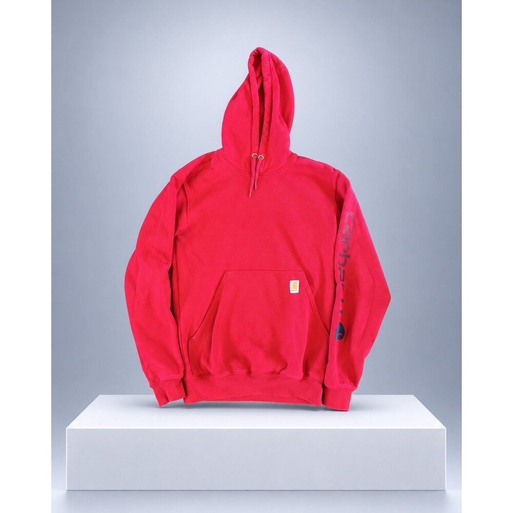 Carhartt Loose Fit Graphic Sleeve Pullover Hoodie Womens XS Red Long Print
